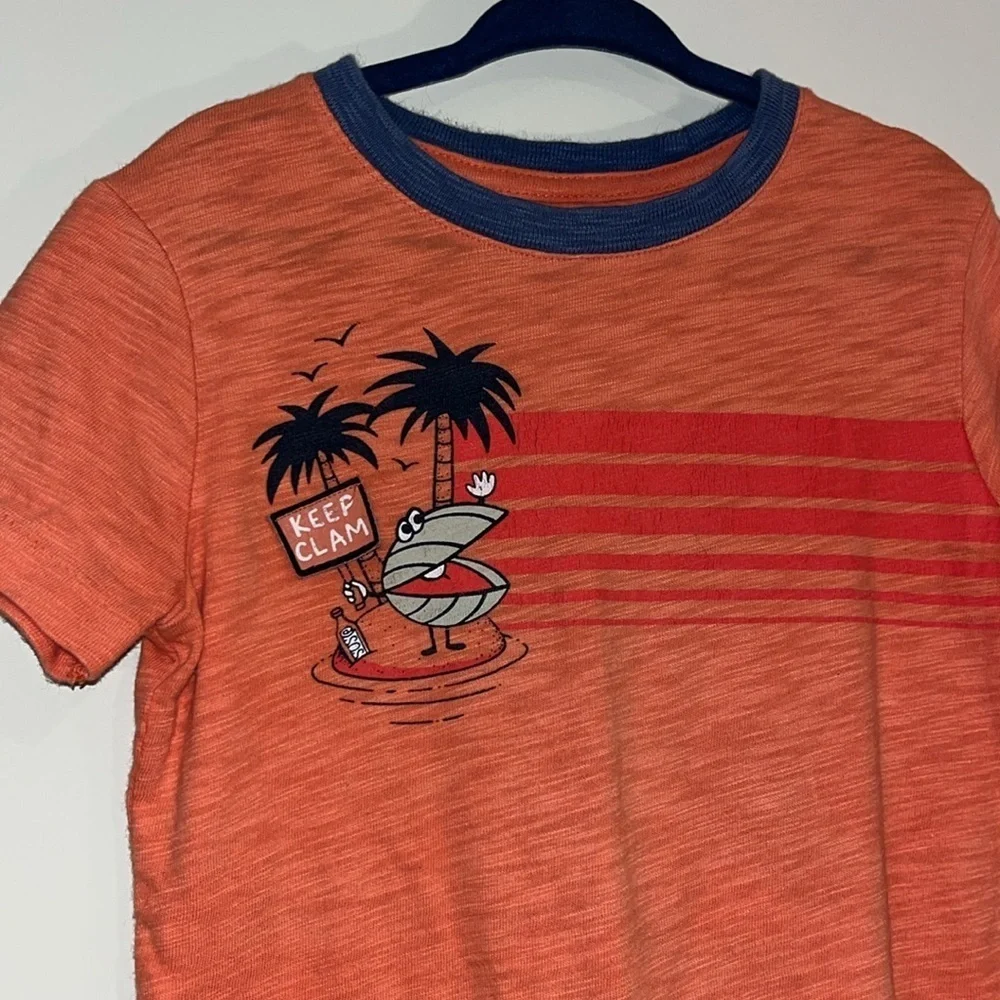 BABY GAP Toddler 2T Island Ocean Graphic Tee Short Sleeve Cotton Orange Navy